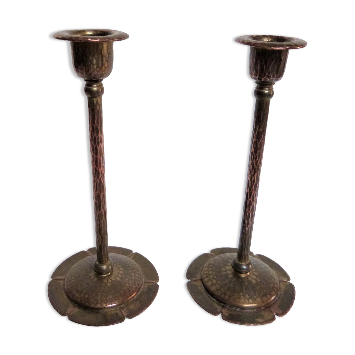 rare pair of arts and crafts USA candlesticks