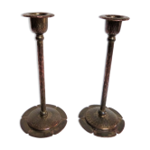 rare pair of arts and crafts USA candlesticks