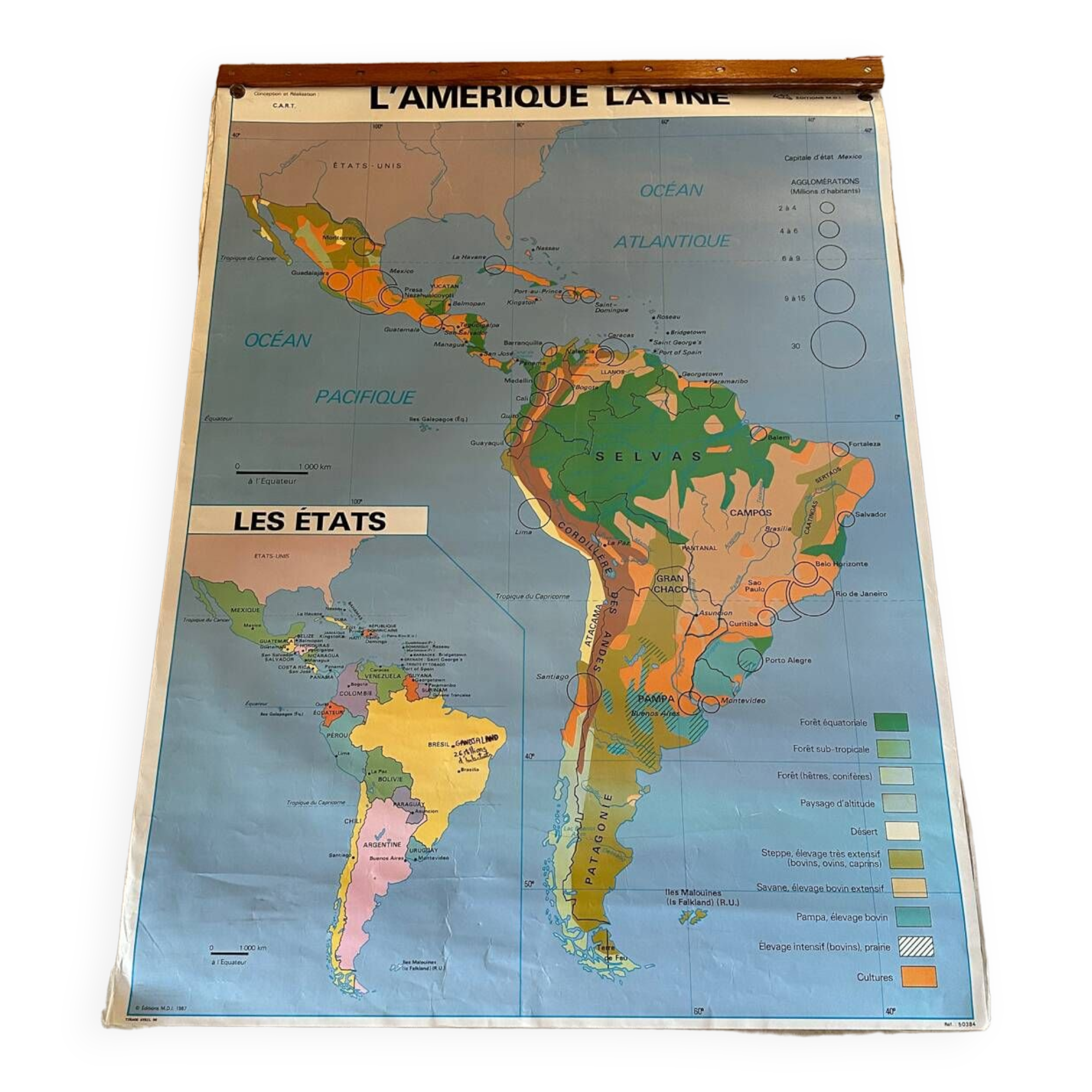 Vintage school map - Latin America - Éditions MDI