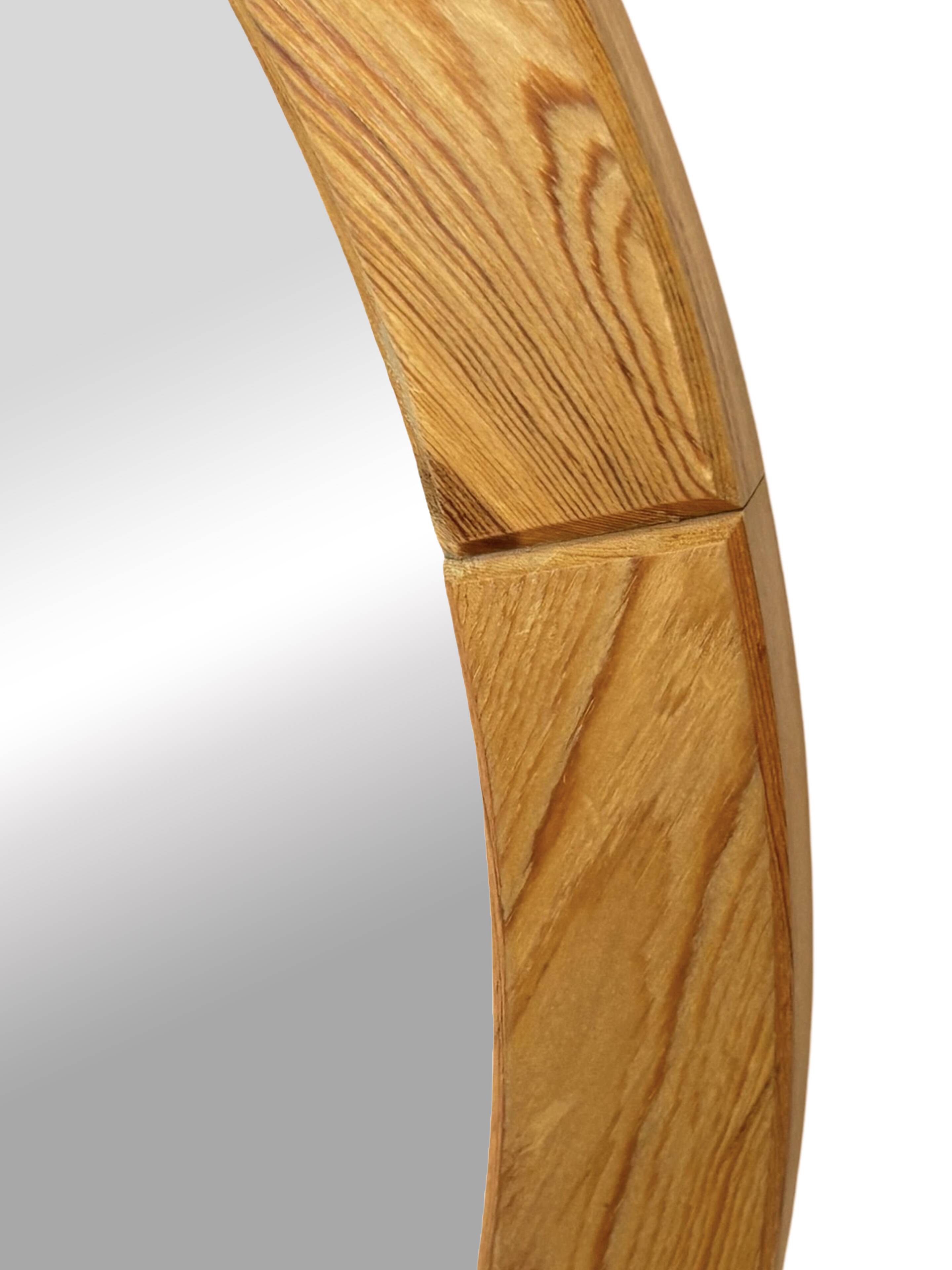 Vintage 70s round pine mirror Swedish design