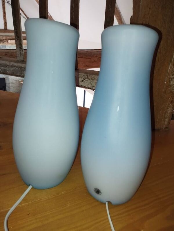 Duo de lampes mylonit – ikea lampes de table vintage en verre soufflé –