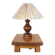 Wooden table lamp with vintage floral pleated lampshade