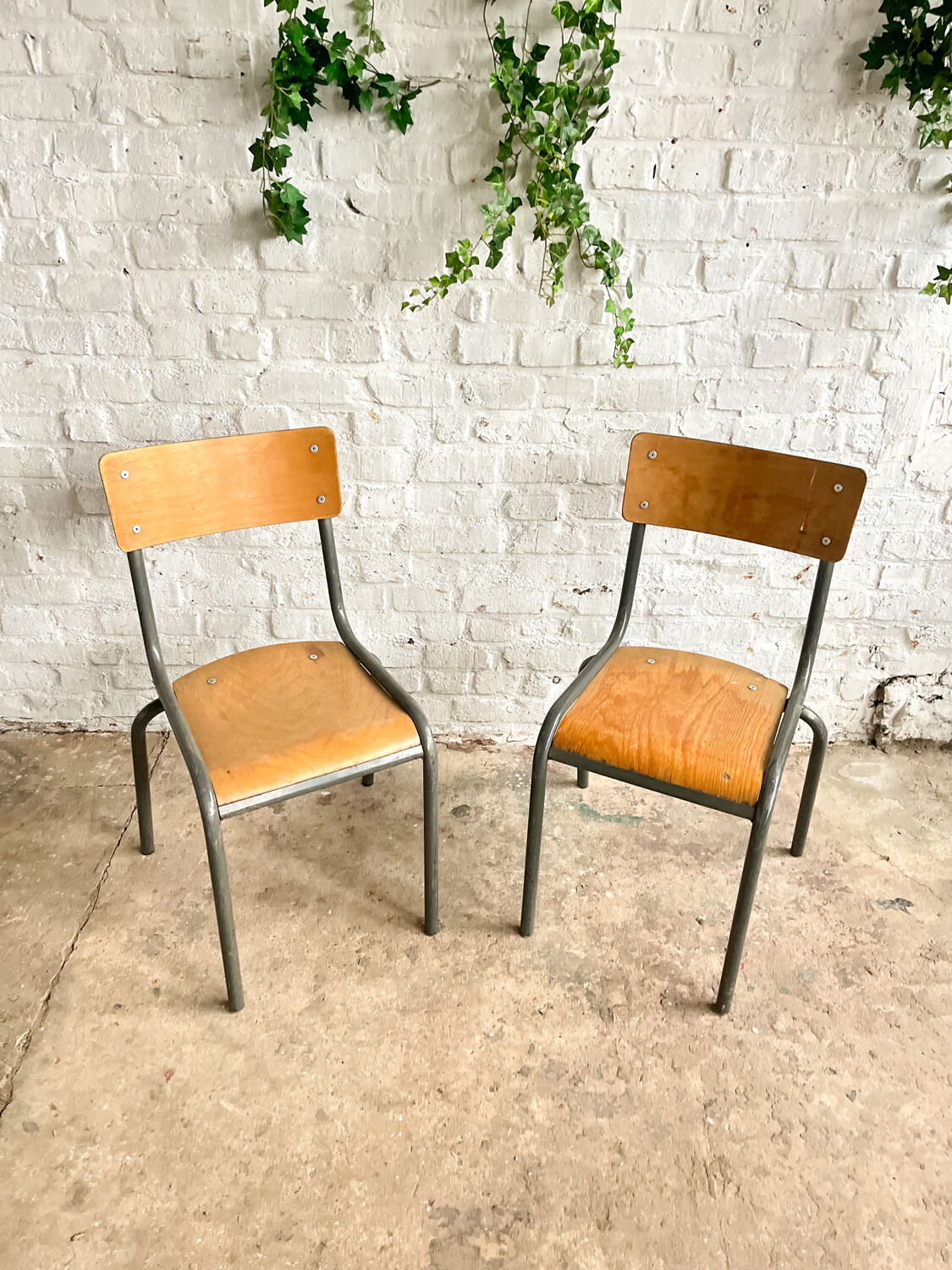 Pair of Mullca school chairs adult size