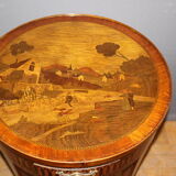 Louis xvi style hot water bottle table in marquetry around 1900