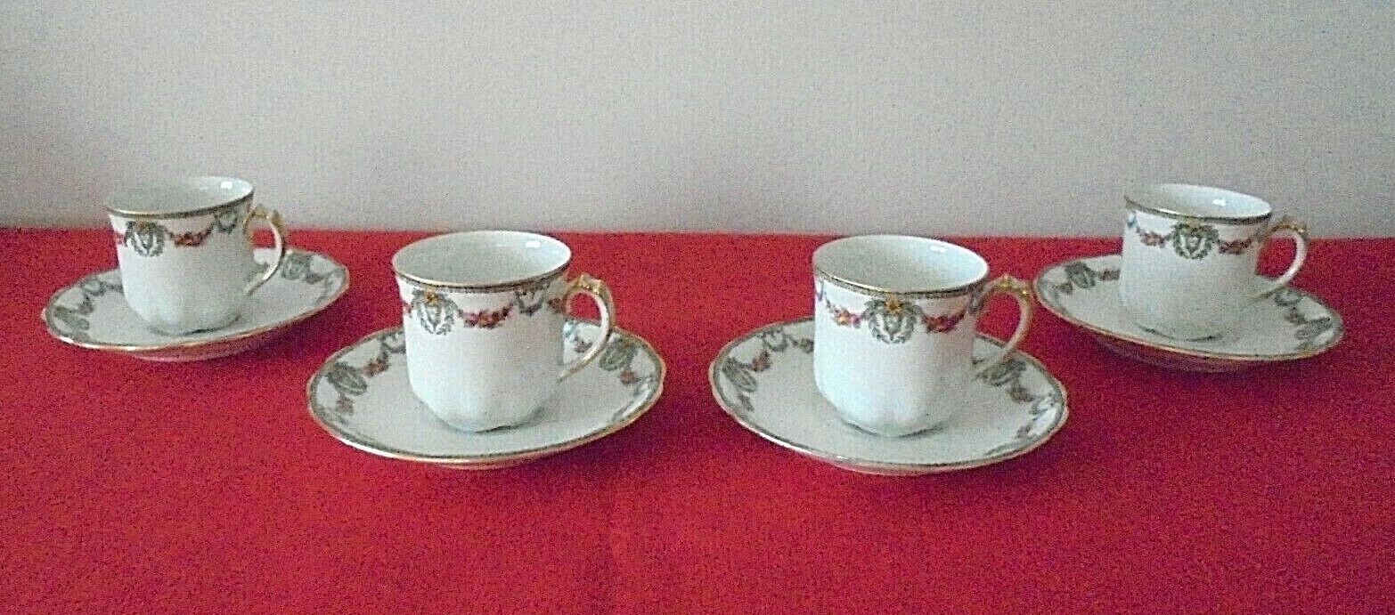 Lot 4 coffee cups and ss-cups Limoges porcelain