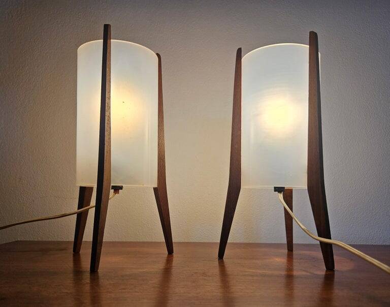 Pair of Mid-Century Table Lamps Pokrok Zilina, Tripod, Rocket, 1970s