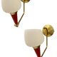 Vintage Brass & Red Adjustable Sconces – Set of 2 (1950s)