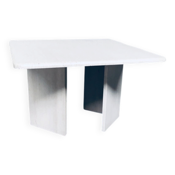 Vintage Italian Postmodern Square Granite Stone Side Table, 1970s