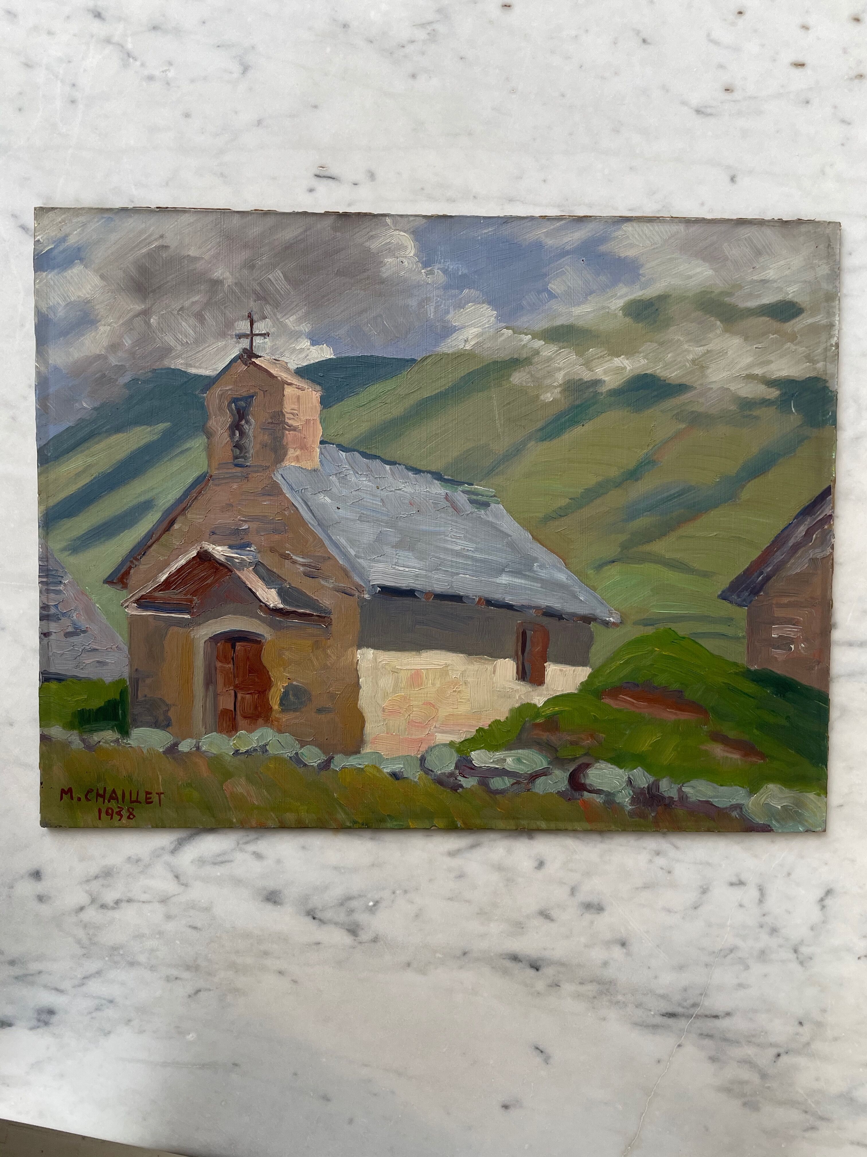 Oil painting landscape mountain 1938