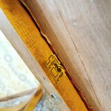 Vintage Wooden Dining Chair: Red Leather Seat, Mid-Century Modern