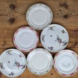 Composition of 6 flat plates in Limoges porcelain: