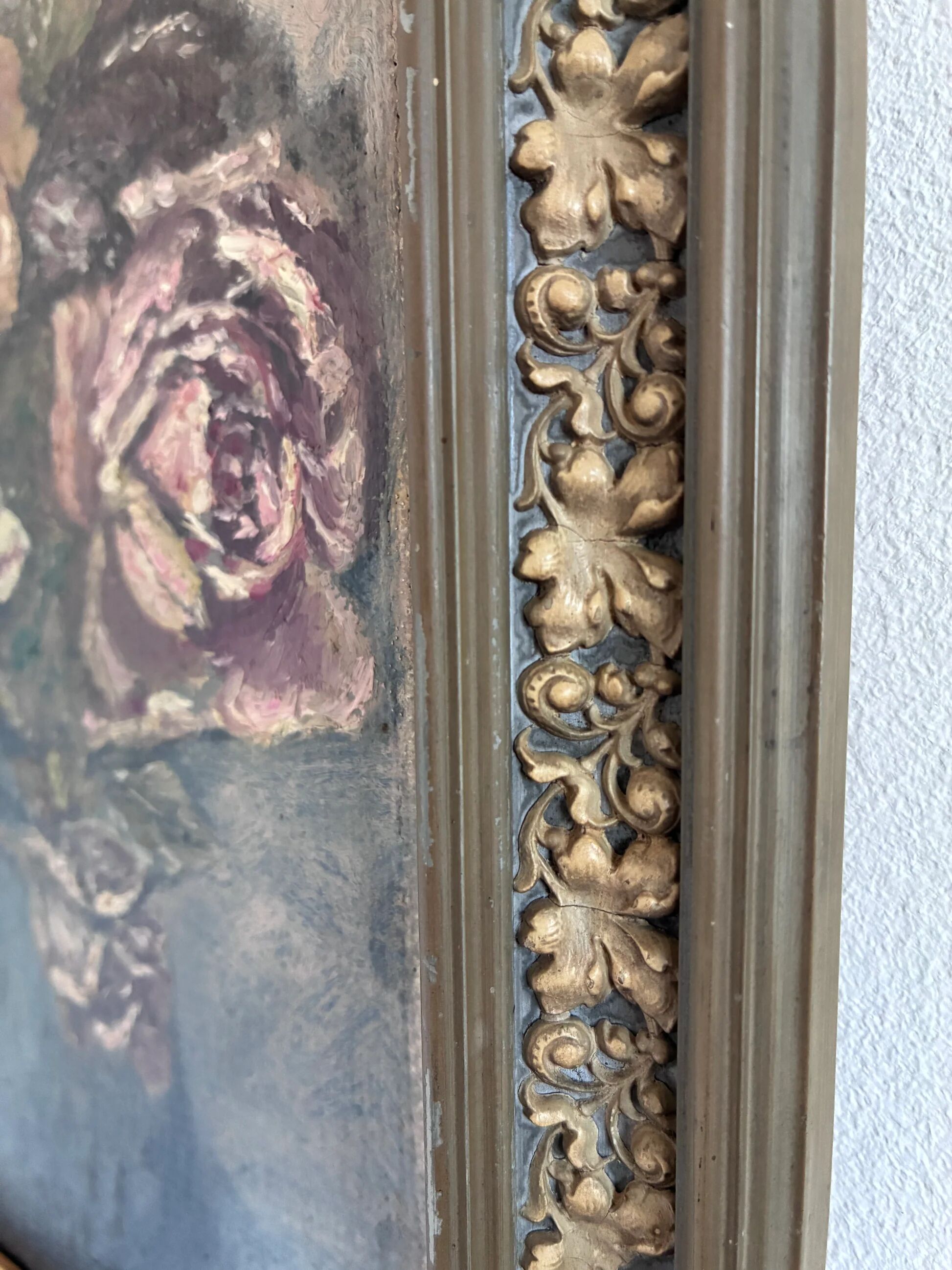 Vintage original flower oil painting, flower still life art