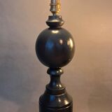 Pair of vintage beech wood lamps in black/grey lacquer.