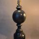 Pair of vintage beech wood lamps in black/grey lacquer.