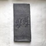 Old embroidered table napkin MA dark grey