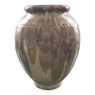 Pink beige flamed stoneware jar