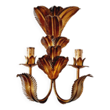 Magnificent Italian Wall Lamp 2 Lights Year 1960 Hoas de Palma Gilt Bronze
