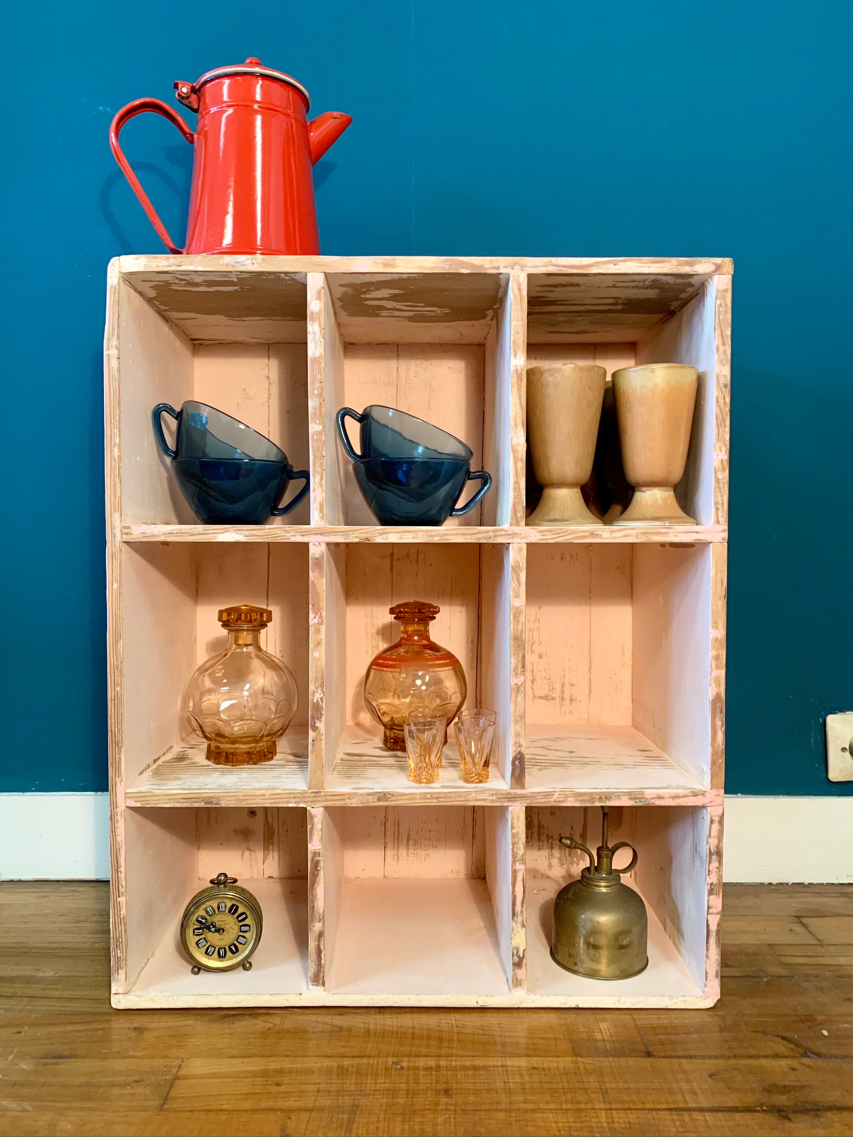 Wooden storage cabinet - 9 lockers