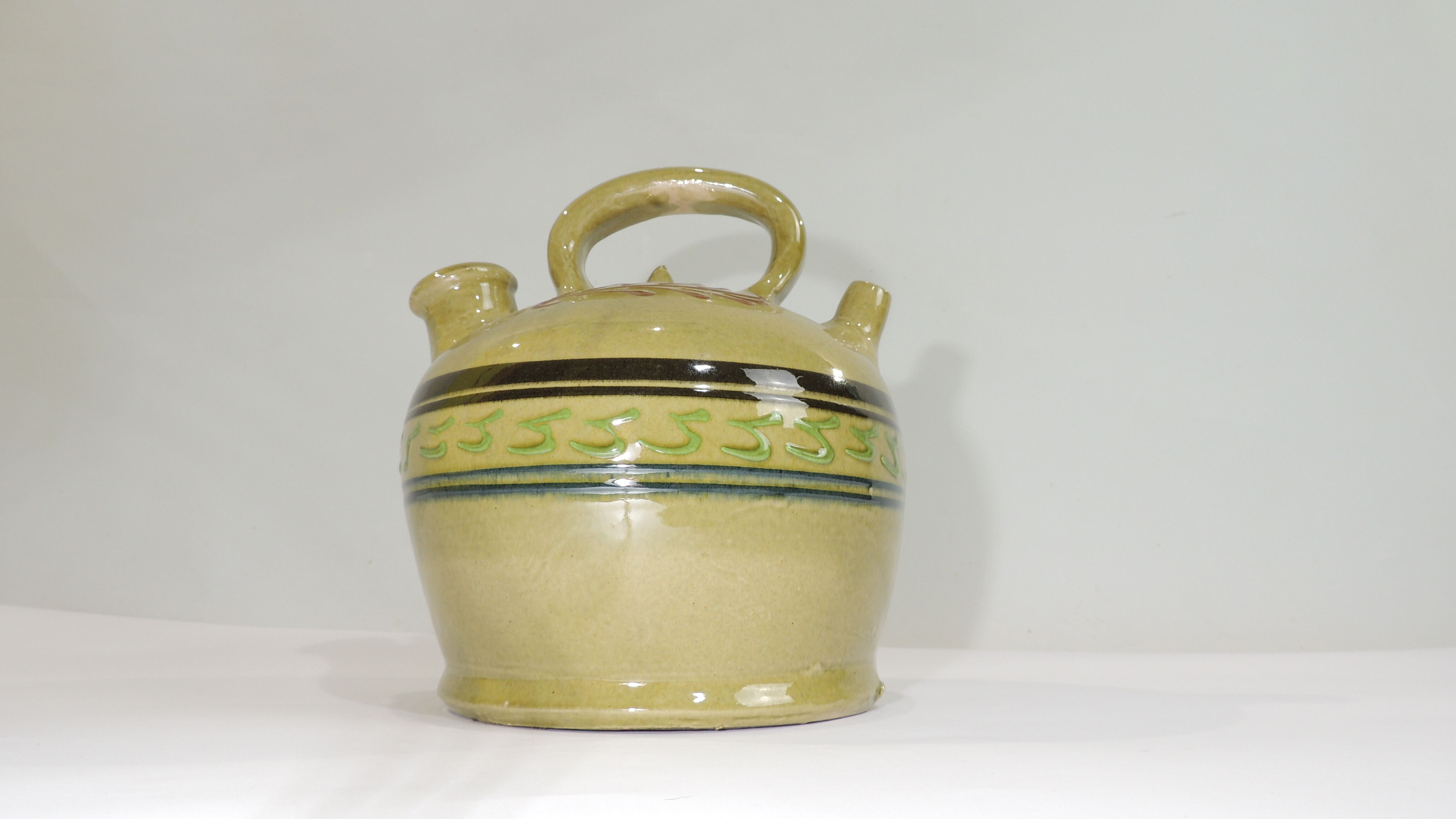 Gargoulette/Glazed terracotta jug/vintage/pitcher