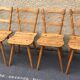 Set of 4 Vintage Beech Chairs Bistro Country Feet Compass