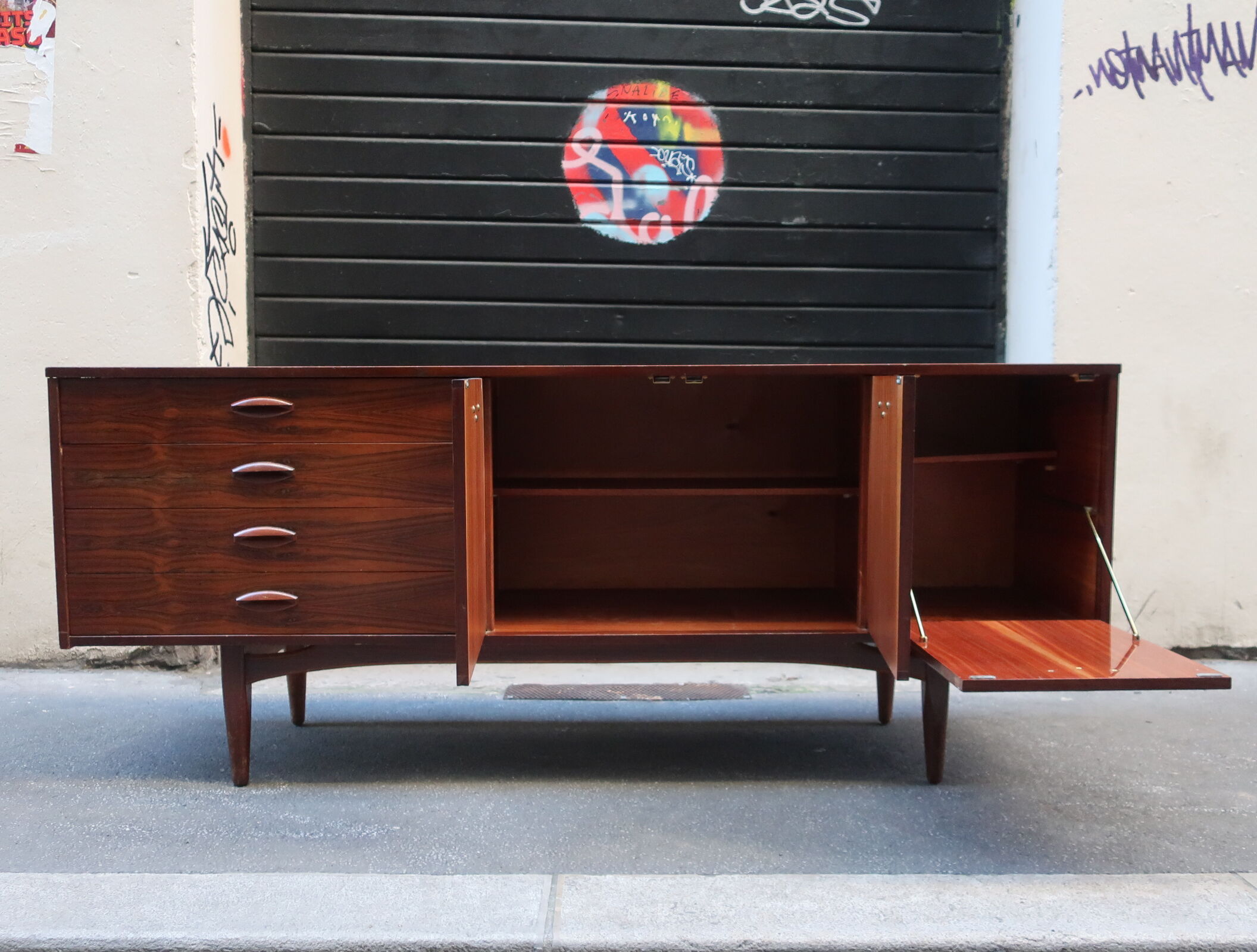 Rosewood and afromosia sideboard