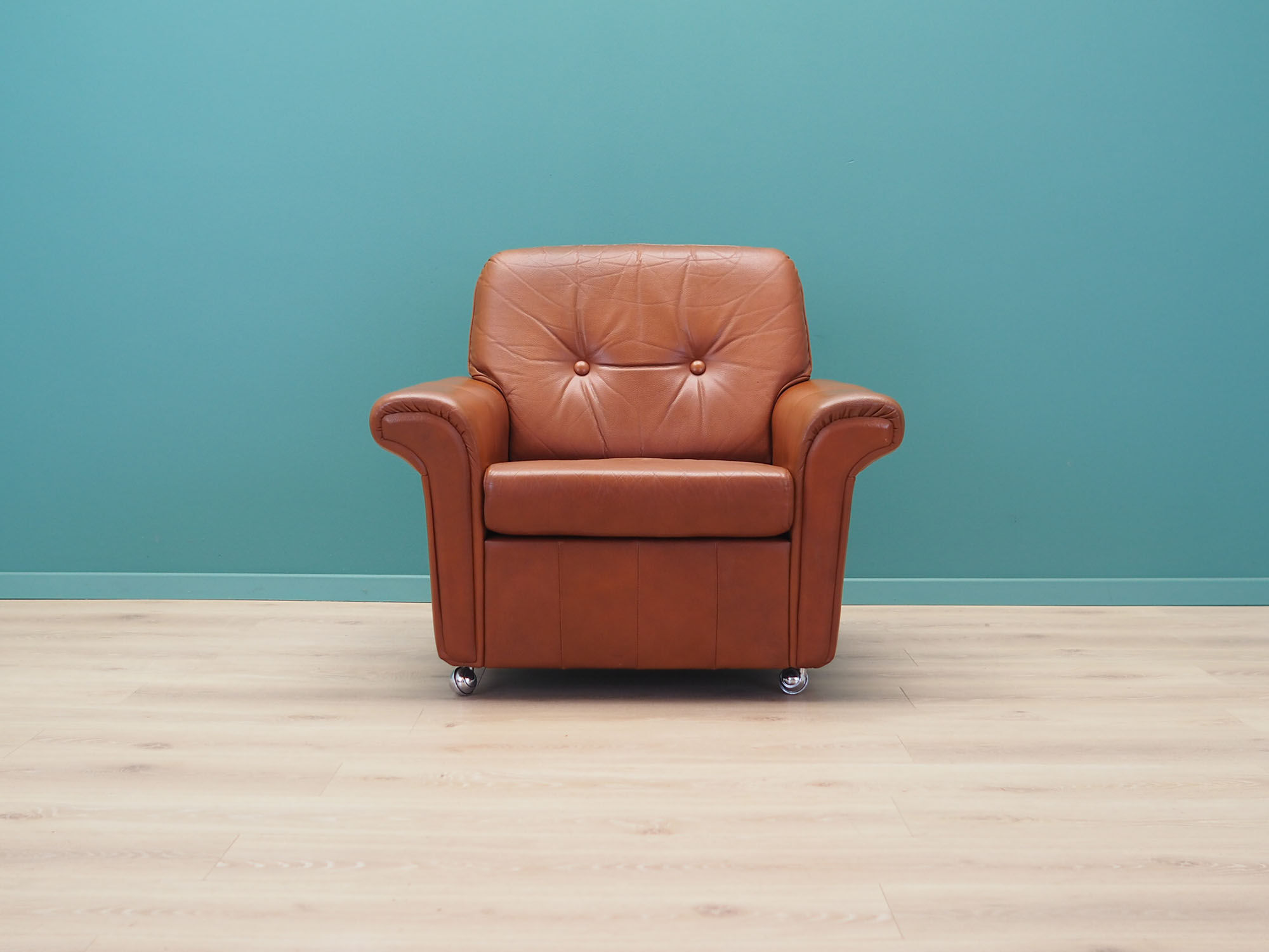 Fauteuil en cuir, design danois, années 60, production: Danemark