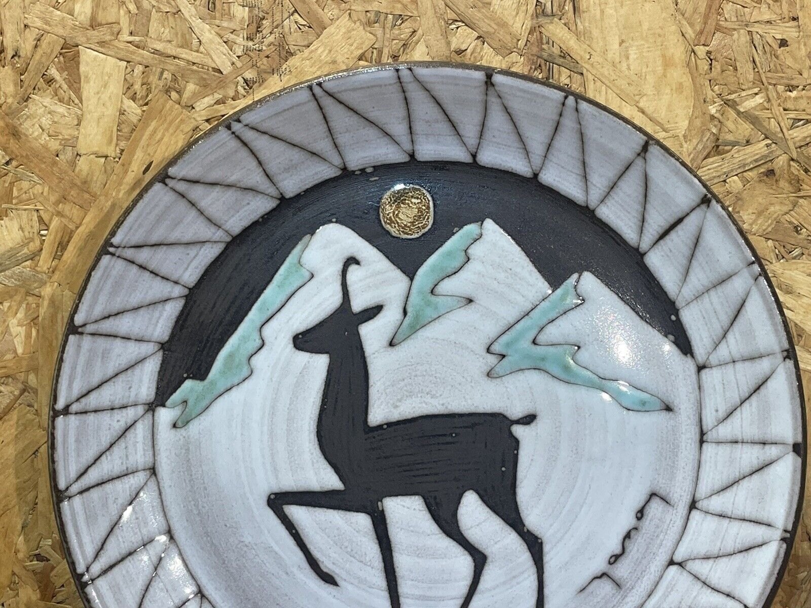 Decorative plate, ceramic XXth, Emile Masson, mountain décor, vintage