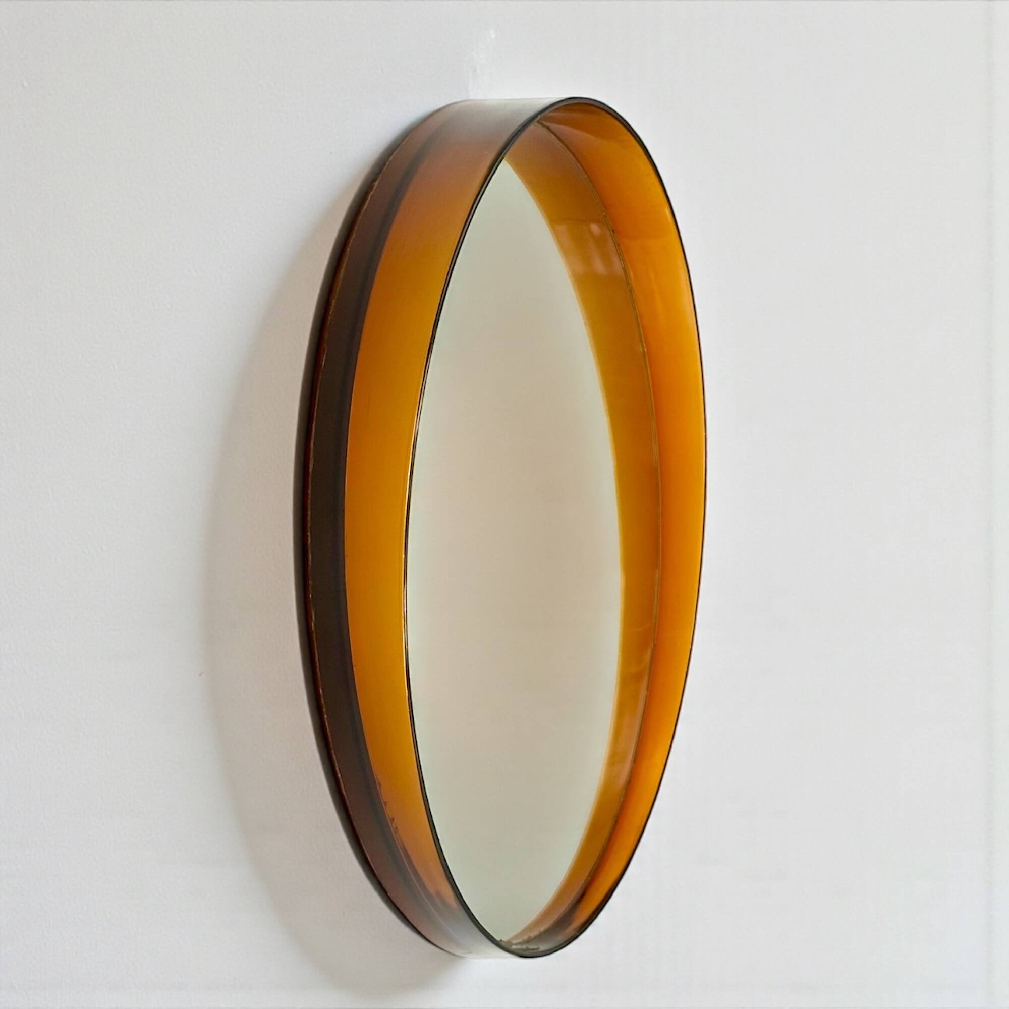 Miroir mural Space Age ambre français années 70