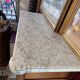 Louis XVI period mahogany secretary, white marble top, clover lock