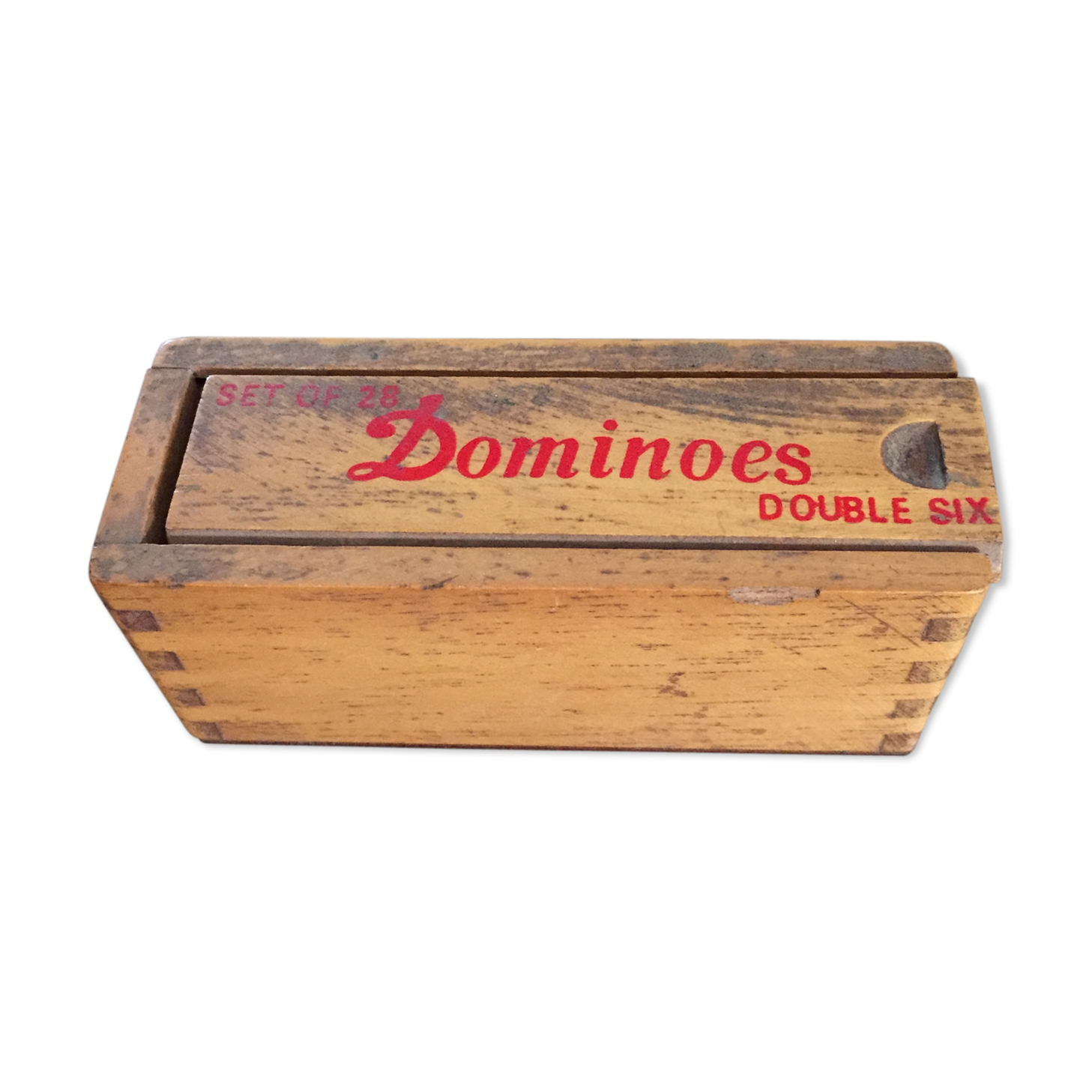 Jeu de dominos anciens dans sa boite en bois