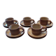 Service de 5 tasses et soucoupes en grès brun – années 1970–1980