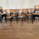 Serie set of 27 school chaises mullca 510 pieds fuseau vintage 1960