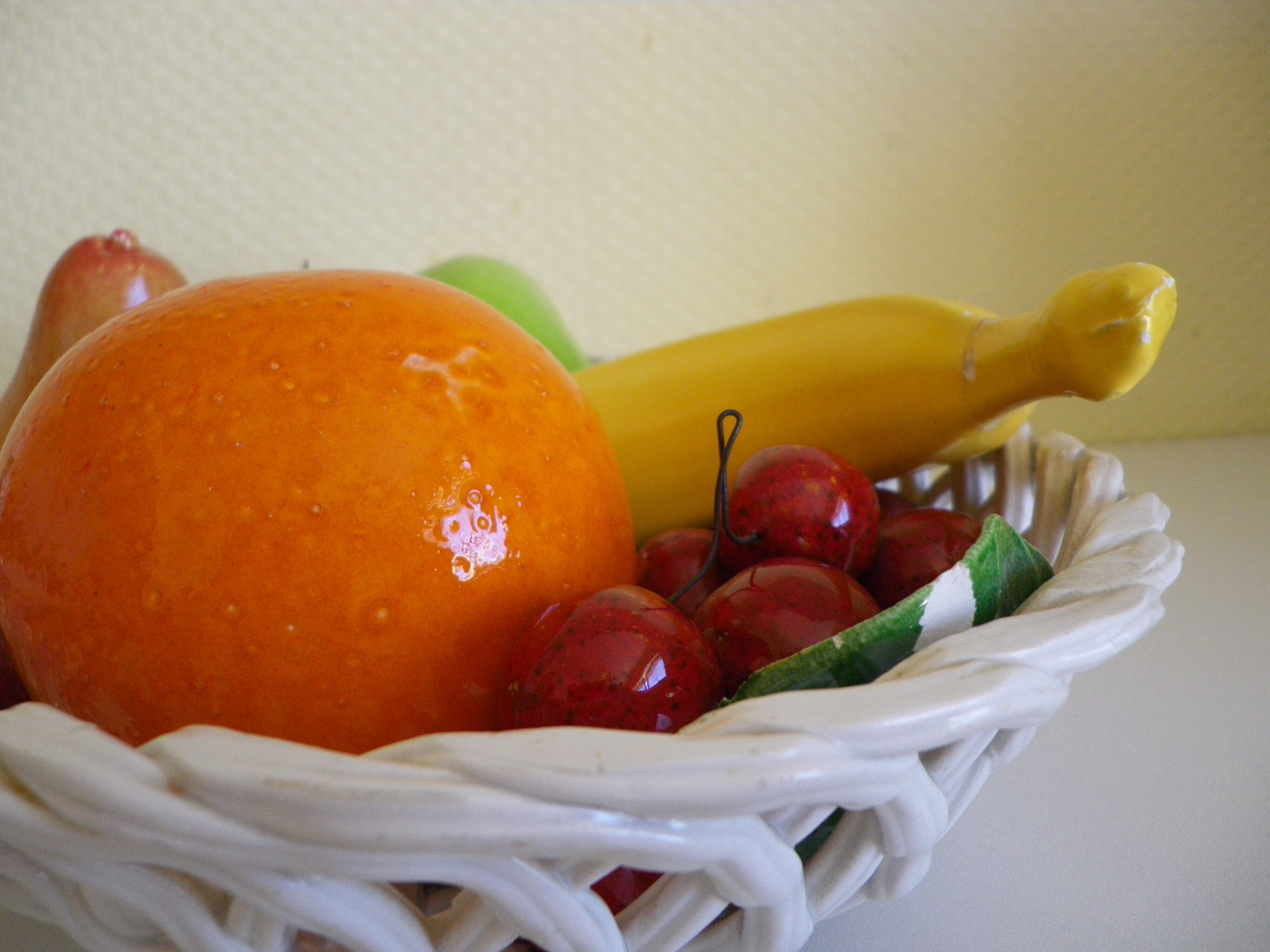 Fruit basket, ceramics, interior or table decoration, 1960