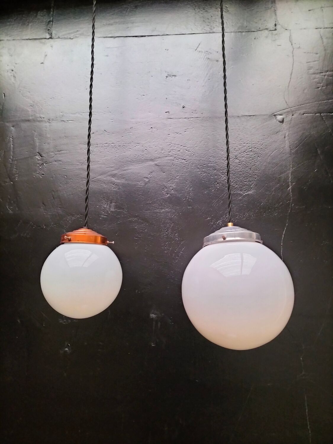 Opaline glass ball pendant lights