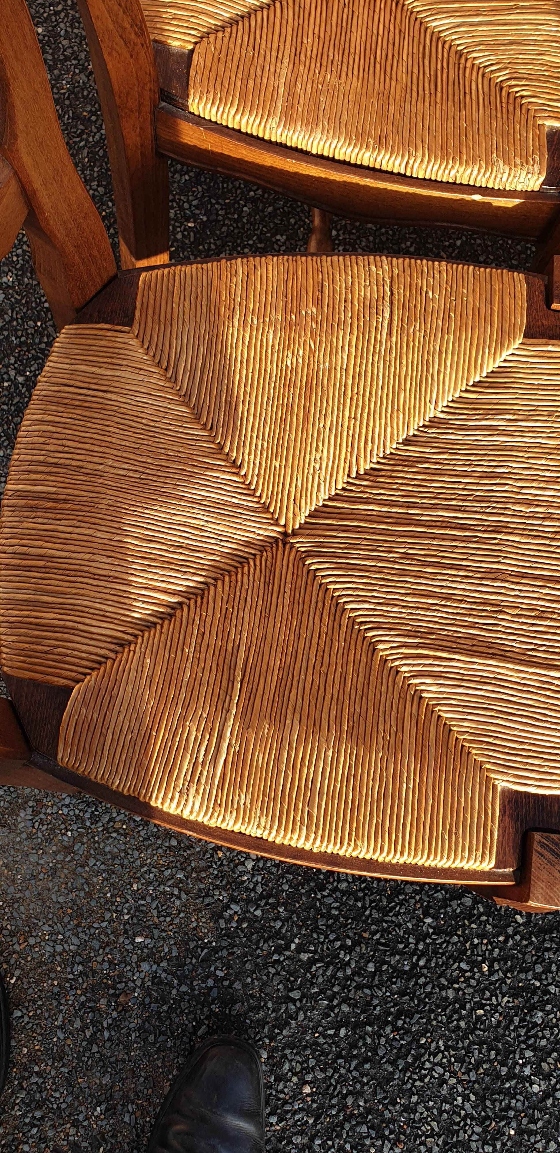 6 rustic Paillé chairs in Louis XV style