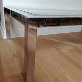 Chrome metal, brass and smoked glass coffee table to taste like Willy Rizzo