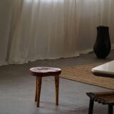 Primitive tripod stool in solid pine, modern Swedish style, from the 1950s.