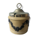 Mustard/jam pot in black jasper Wedgewood on a cane.