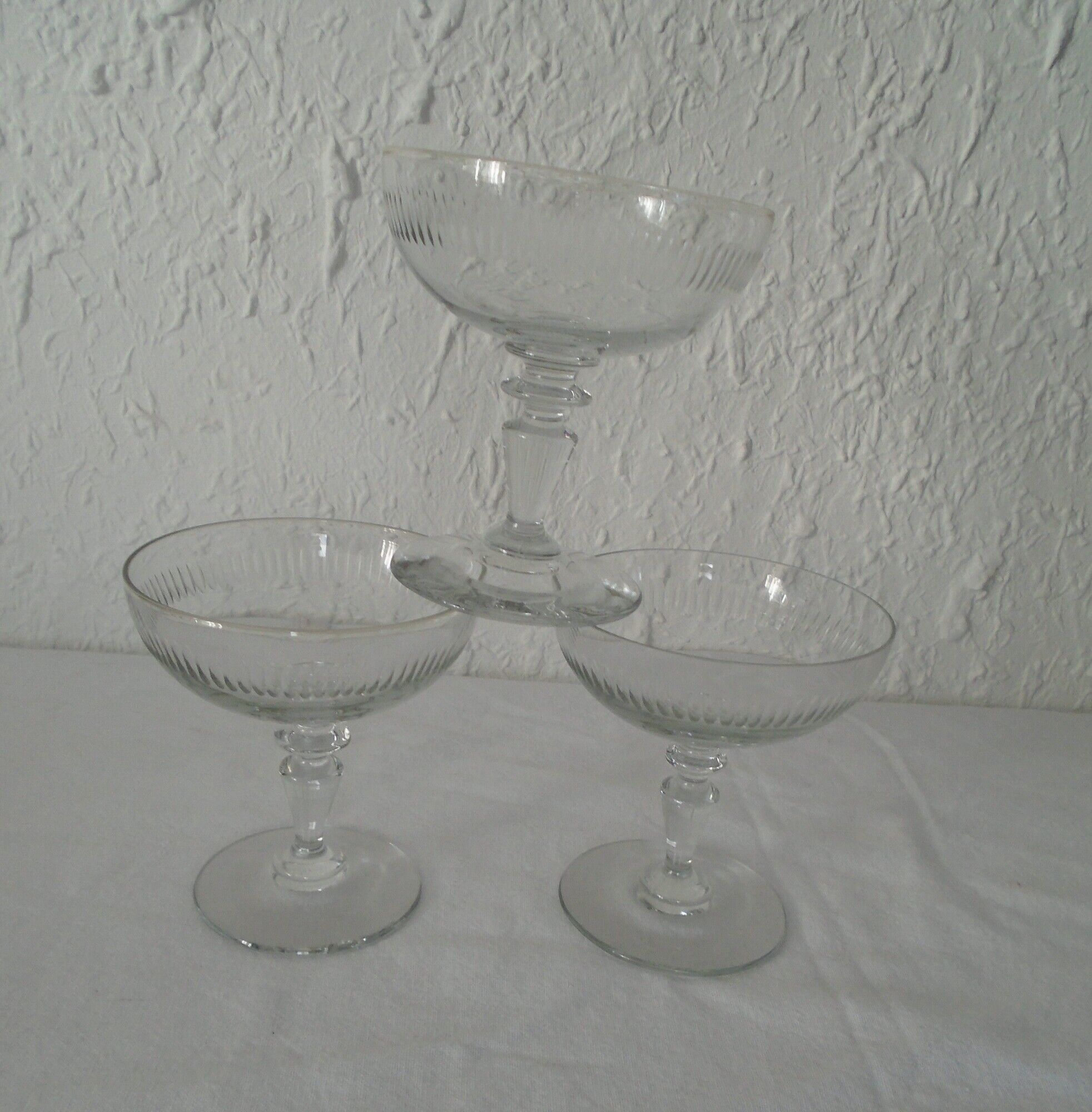 3 cups a champagne anciennes christallin glass renaissance shape