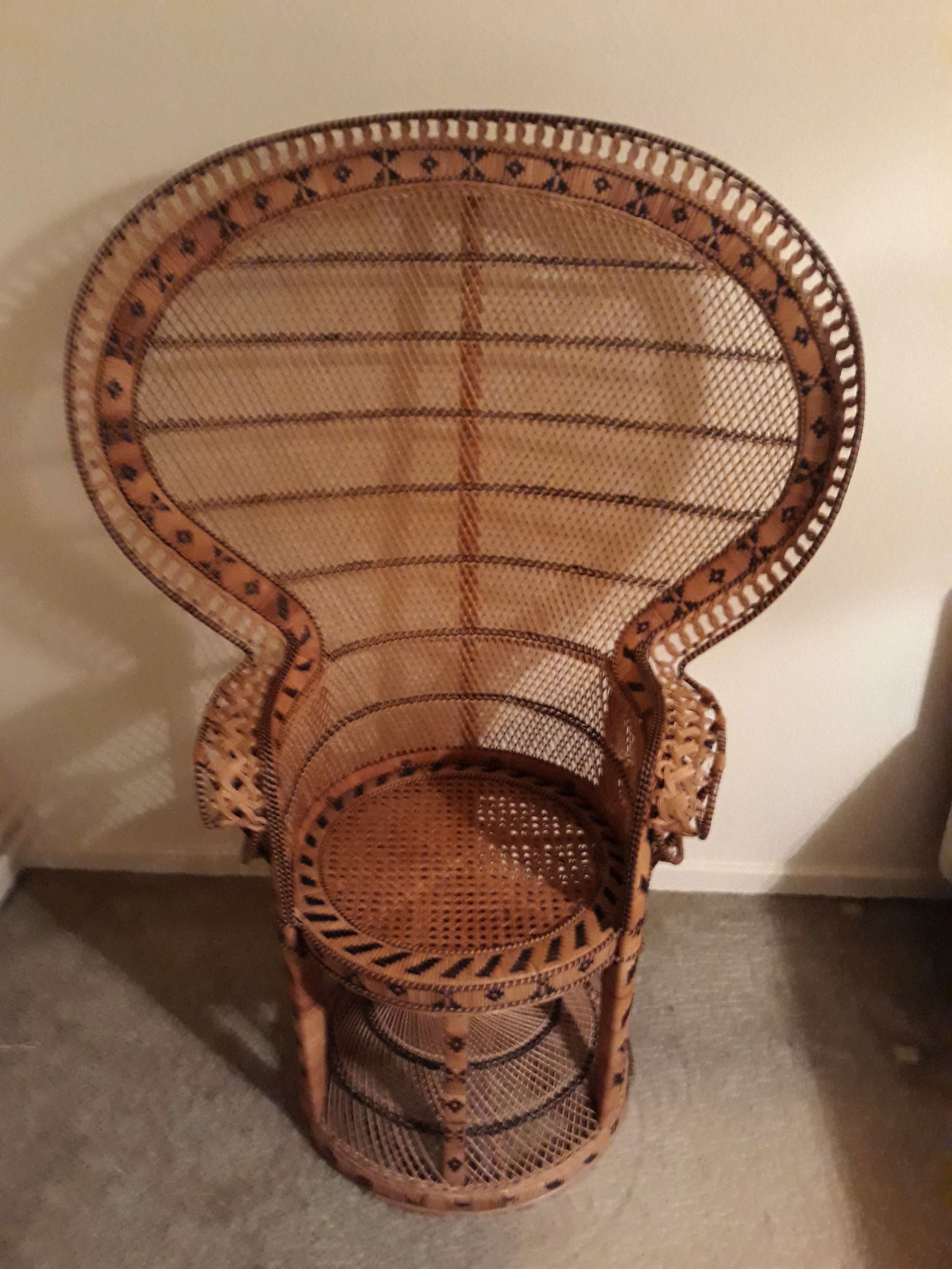 Fauteuil vintage Emmanuelle de Kok maison en osier et bambou 1970