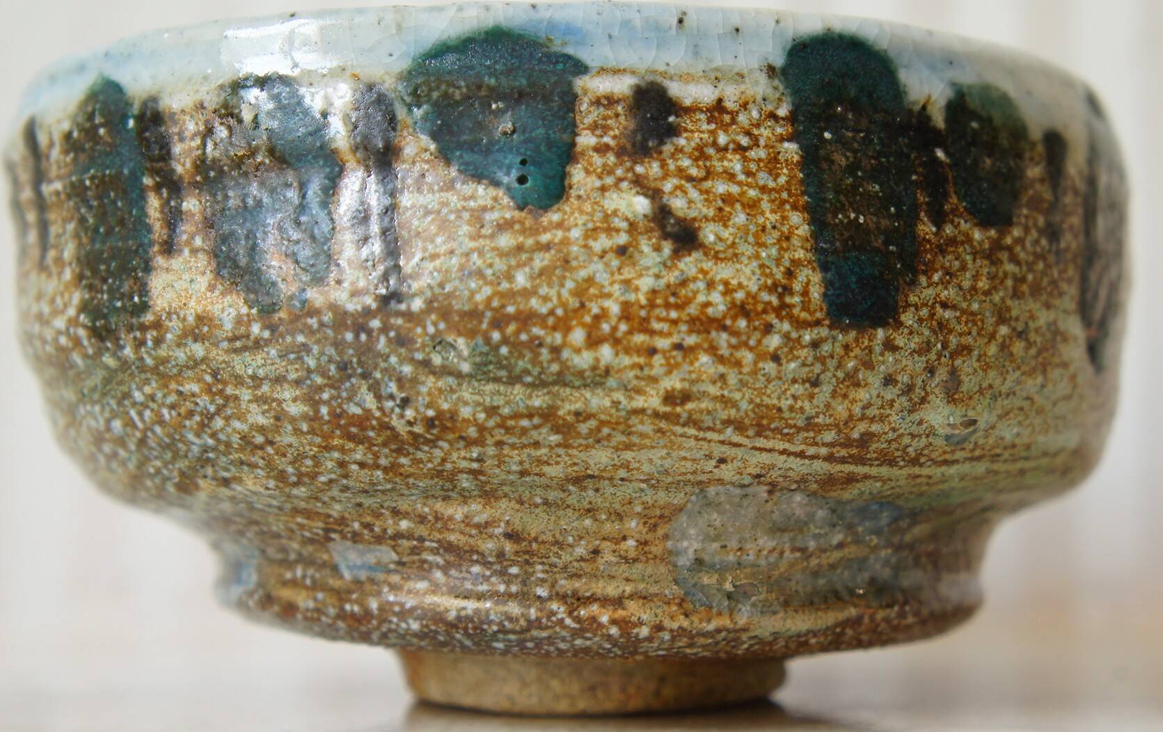Brutalist glazed chamotte stoneware bowl