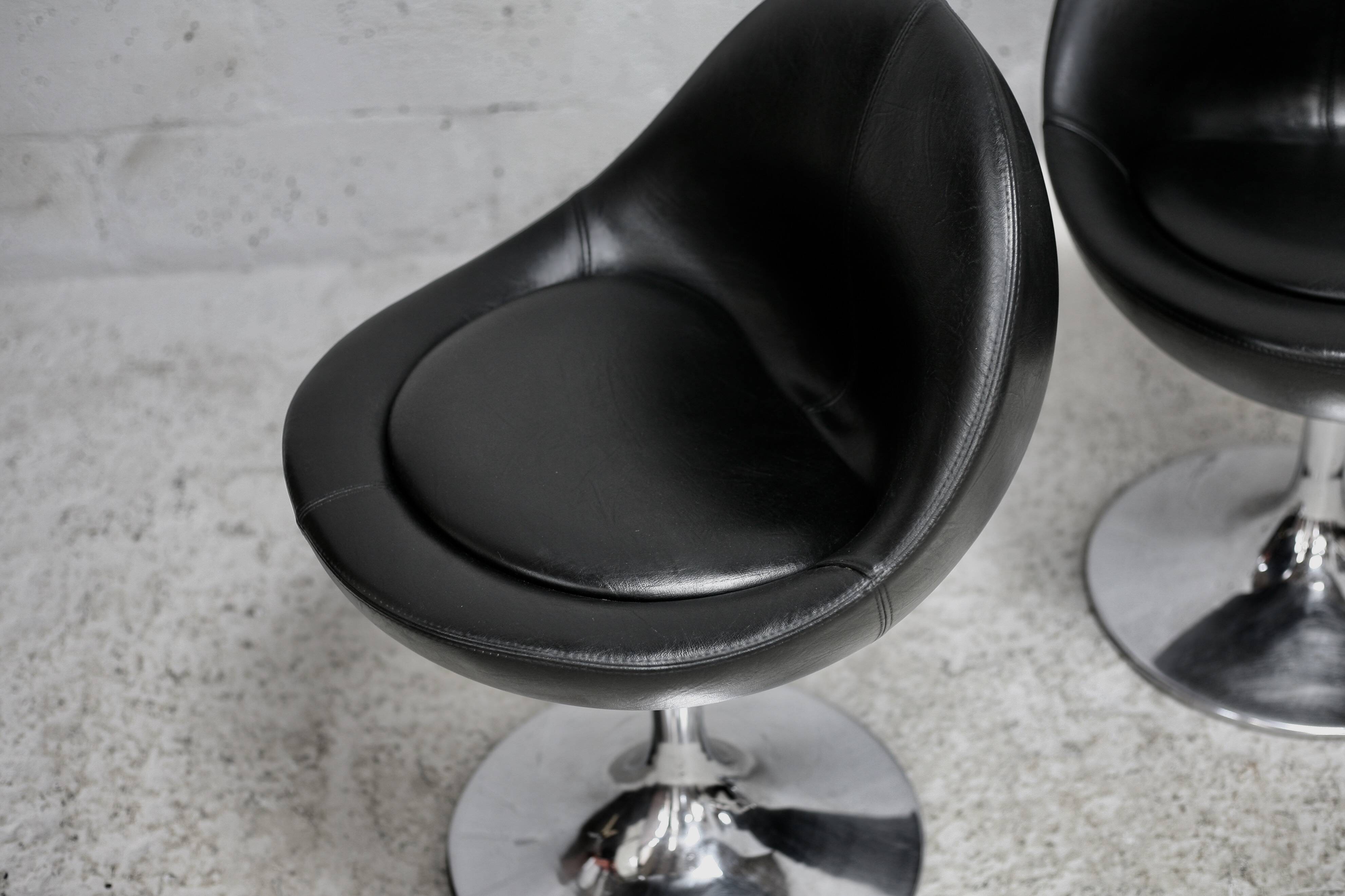 pair of "space age" swivel chairs. Sweden, circa 1965