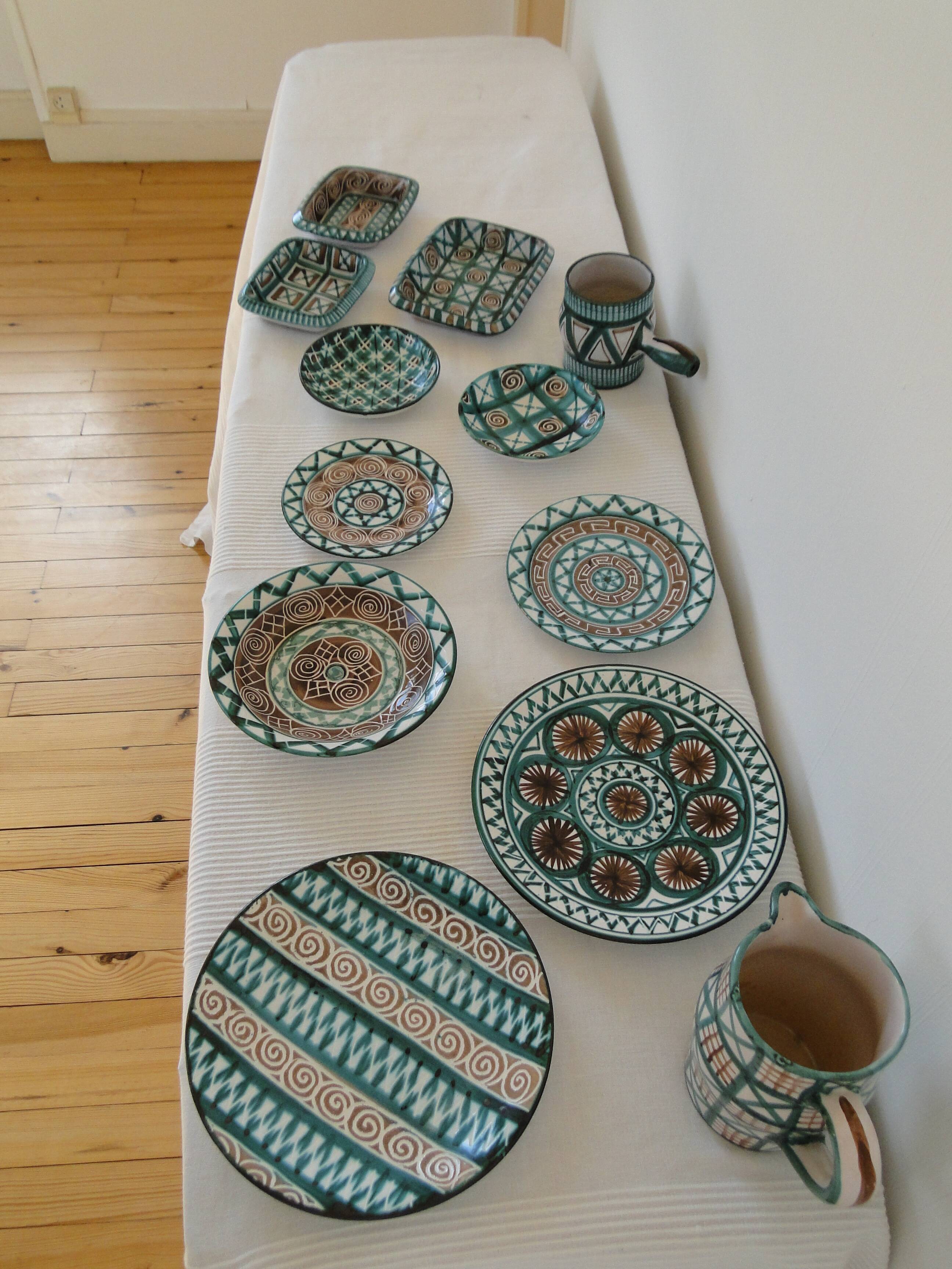 Robert Picault Vallauris France set of 12 Mid Century ceramics