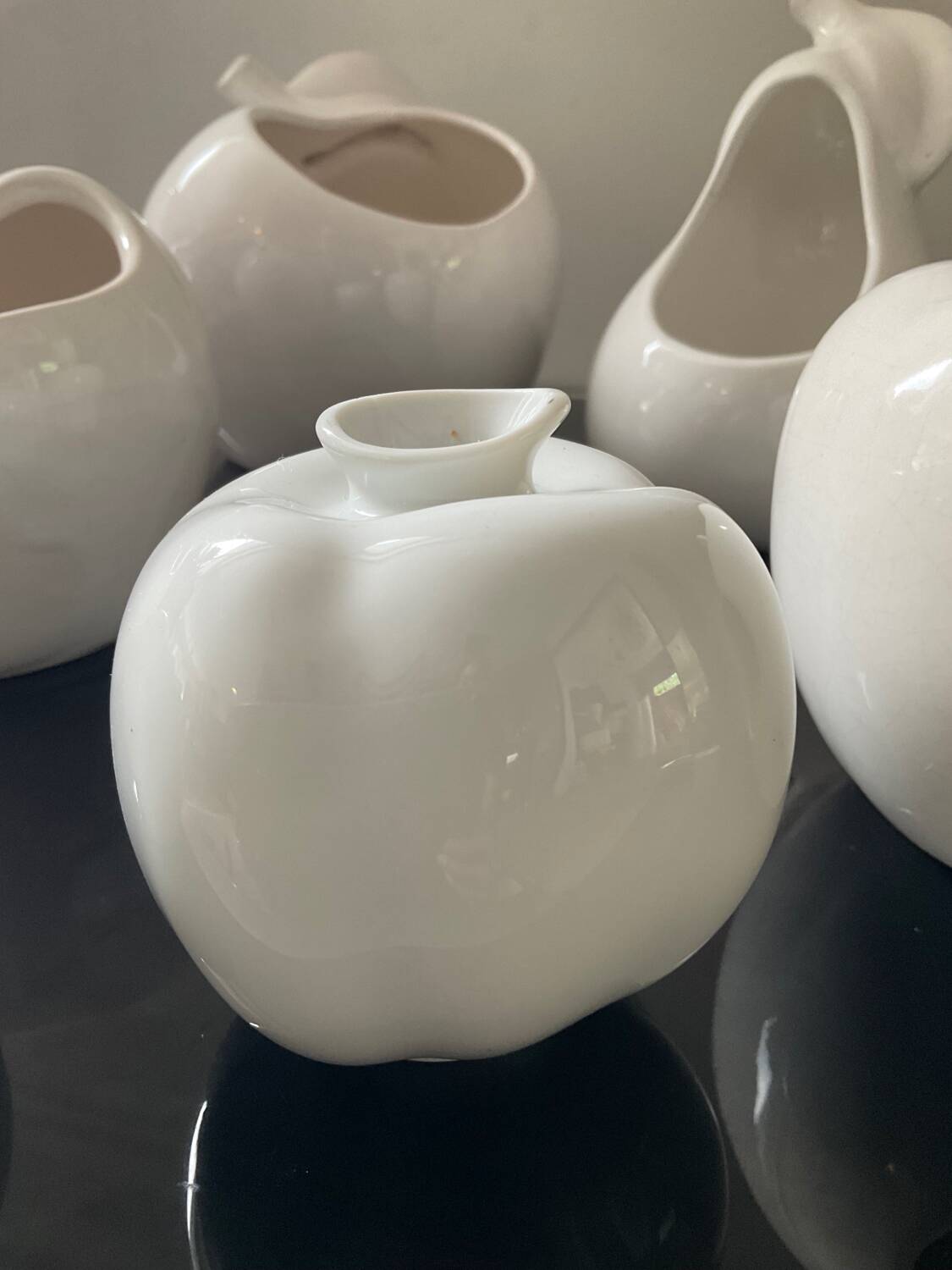 Set of 6 vintage ceramic fruit vases/cachepots