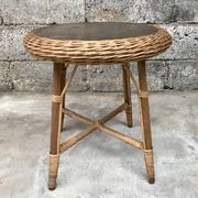 Guerdon vintage children's coffee table in rattan wit old rattan wicker bohemian 1950