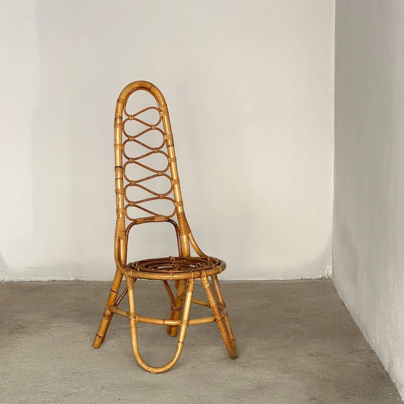 Chaise vintage en osier des années 60 - style Bonacina