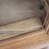 Vintage wooden wardrobe with sliding doors.