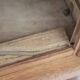 Vintage wooden wardrobe with sliding doors