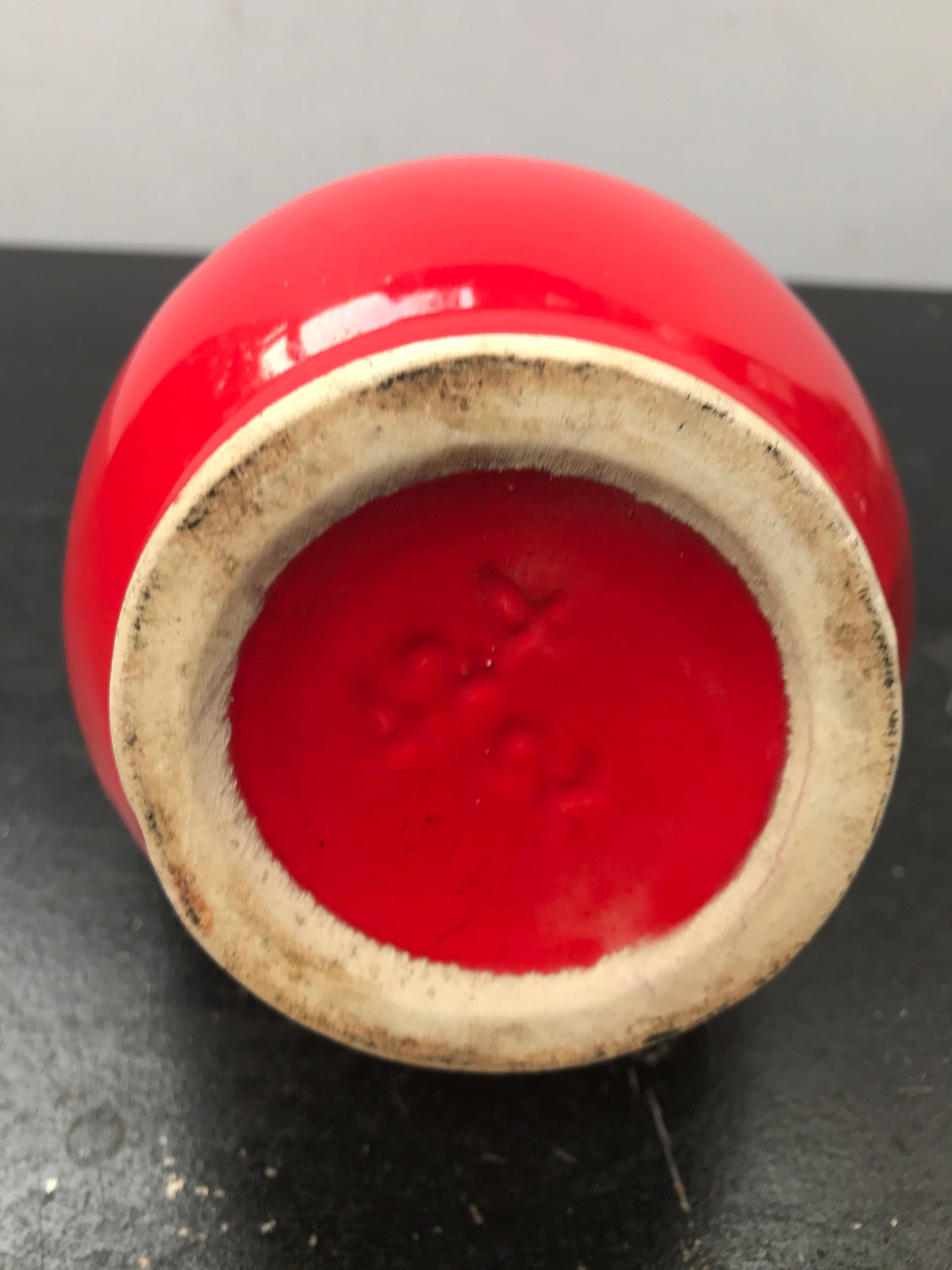 Old red ceramics pitcher vintage 70s