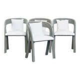 Set of 4 new upholstered vintage design dining chairs from the 1970s by Axel Enthoven for Rohé